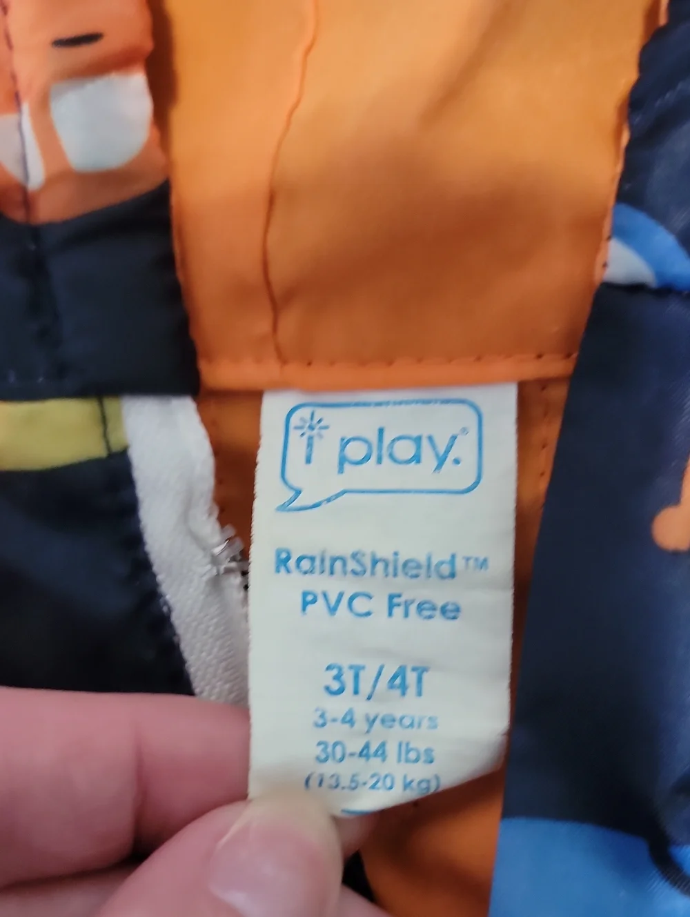 Kids Navy Car Print Hooded Raincoat with Orange Lining - Vintage